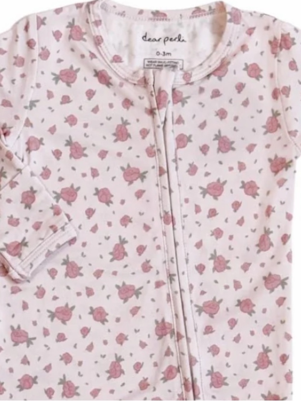 NWT Dear Perli Baby Girl Bamboo Footie Zippered 1 Piece Rosie Posie 6-12 Months - Picture 2 of 9